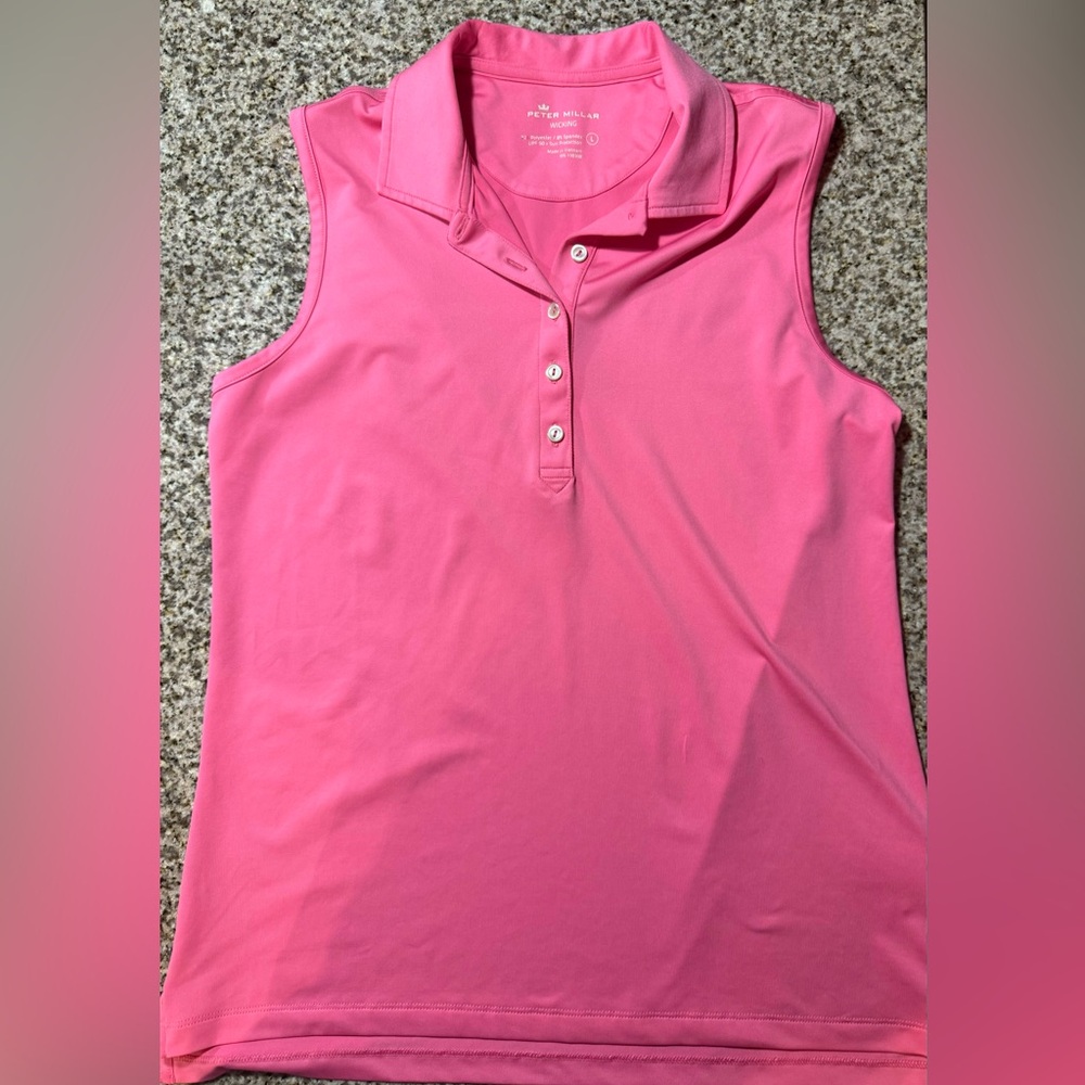 Peter Millar Women's Performance Sleeveless Golf Shirt- Hot Pink and Siz…